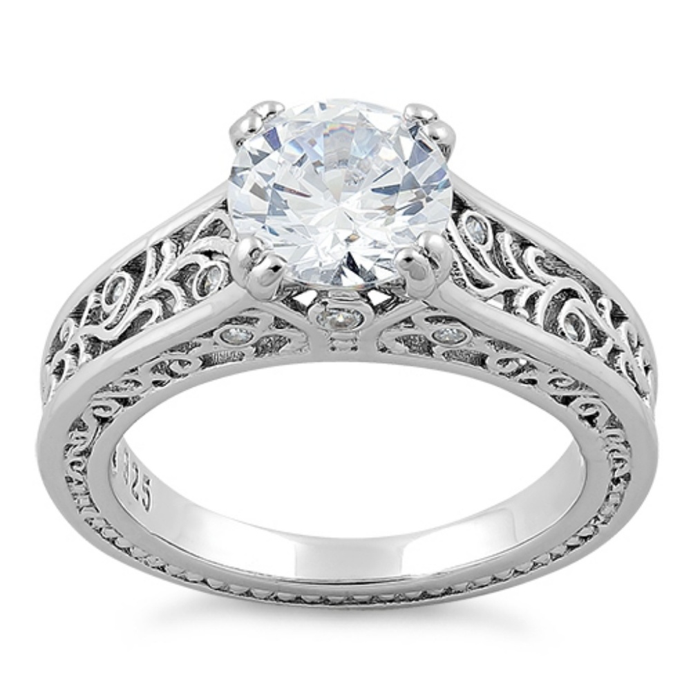 Sterling Silver Intricate CZ Ring